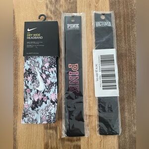 Set of 3 Athletic Nike and PINK Headbands